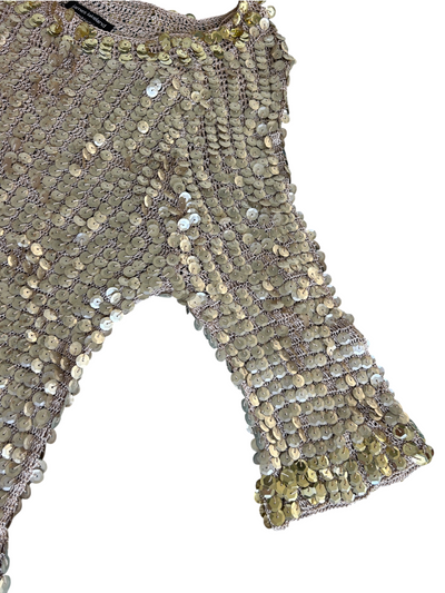 Y2k Gold Knit Sequin Tunic Dress (M)