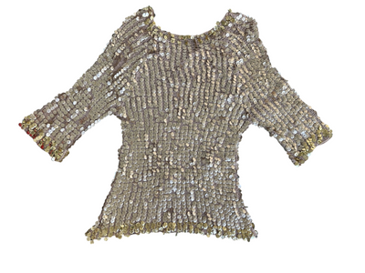 Y2k Gold Knit Sequin Tunic Dress (M)