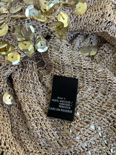 Y2k Gold Knit Sequin Tunic Dress (M)