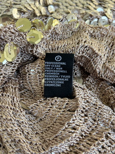 Y2k Gold Knit Sequin Tunic Dress (M)