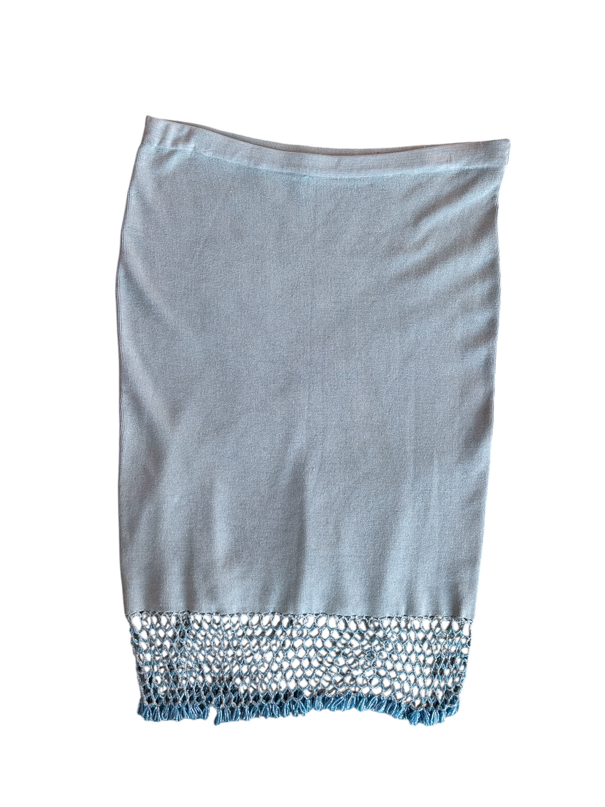 70s Camille Morgan Light Blue Beaded Knit Two-Piece Set -- New with Tags (M)