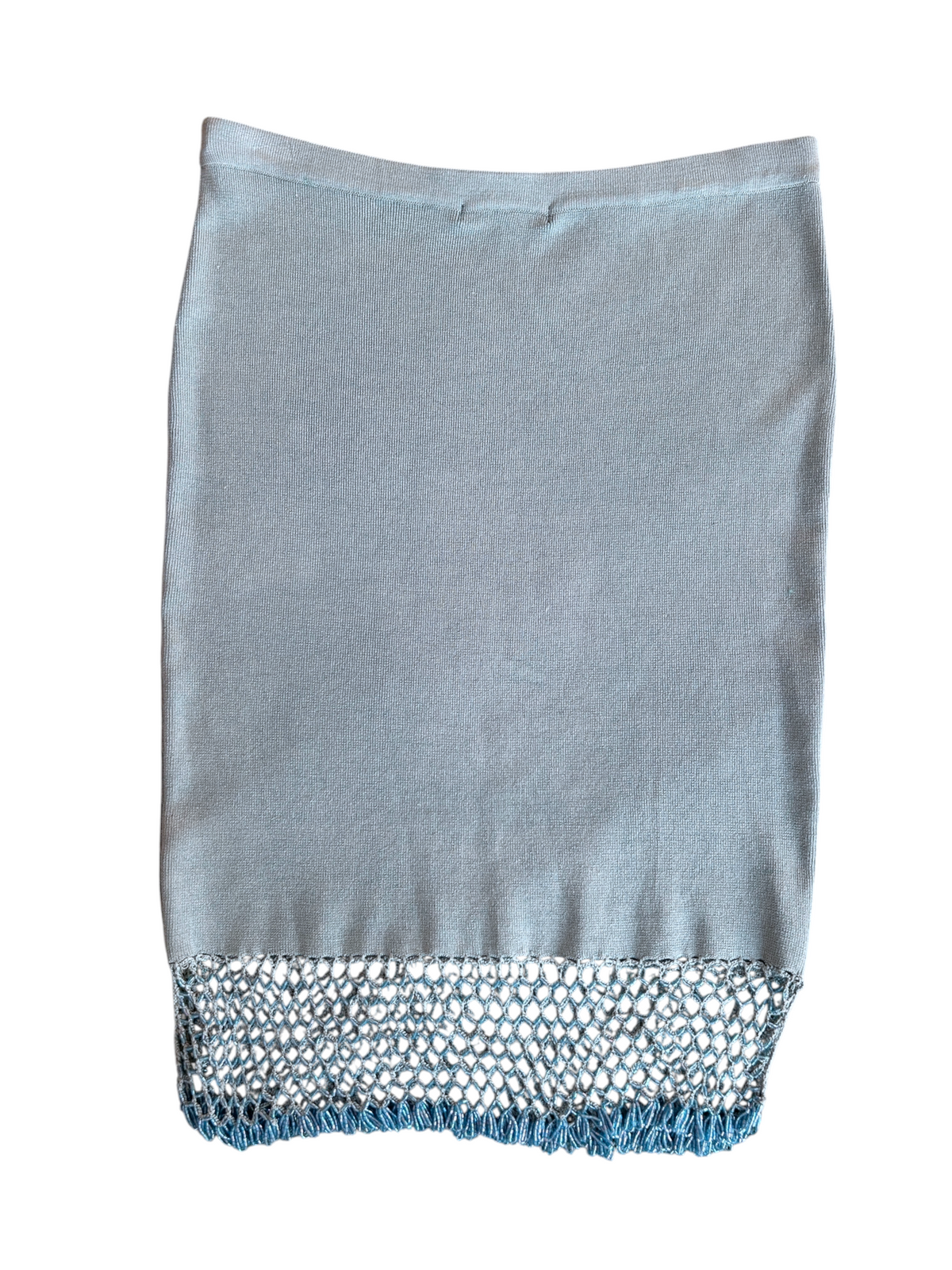 70s Camille Morgan Light Blue Beaded Knit Two-Piece Set -- New with Tags (M)