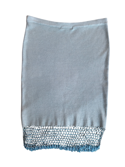 70s Camille Morgan Light Blue Beaded Knit Two-Piece Set -- New with Tags (M)