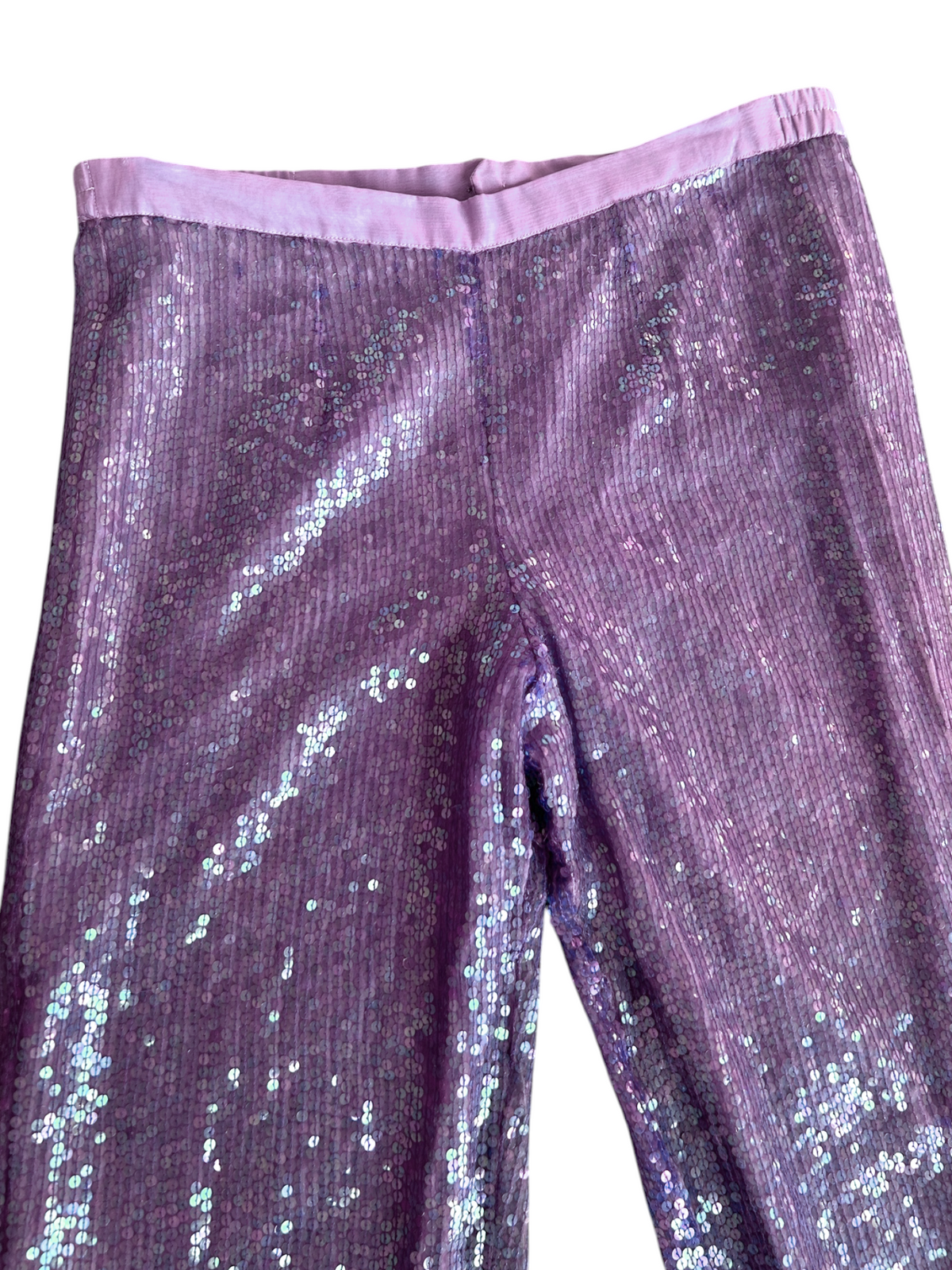 70s Lavender Sequin Flare Pants (L)
