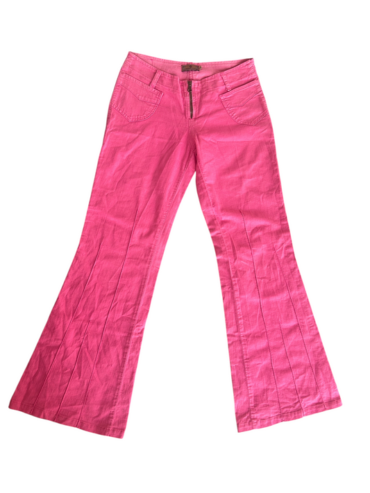 Y2k Pink Flare Leg Pants (S)