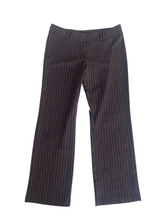 Y2k Black & Pink Pinstripe Flare Trousers (XL)