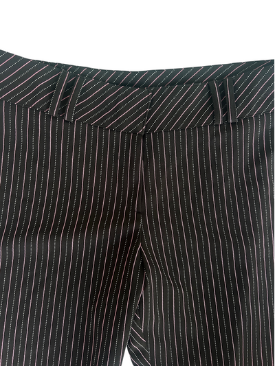 Y2k Black & Pink Pinstripe Flare Trousers (XL)