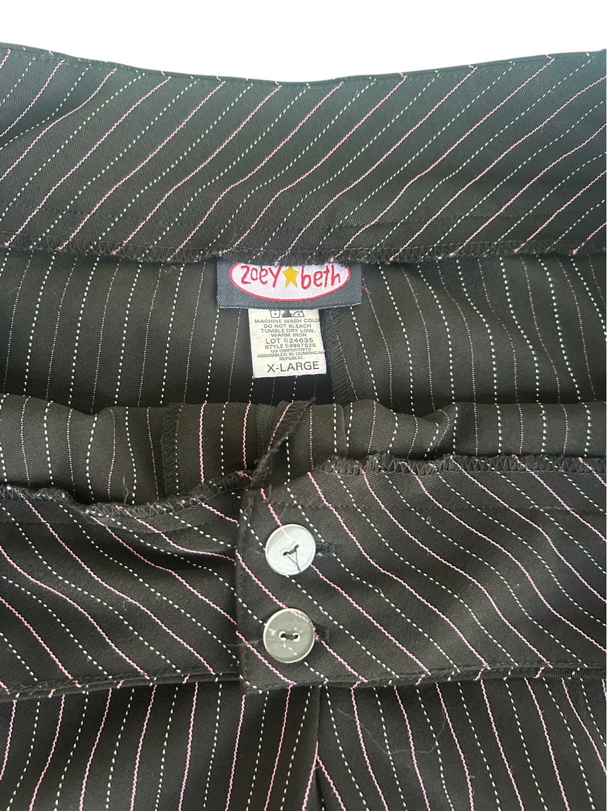 Y2k Black & Pink Pinstripe Flare Trousers (XL)