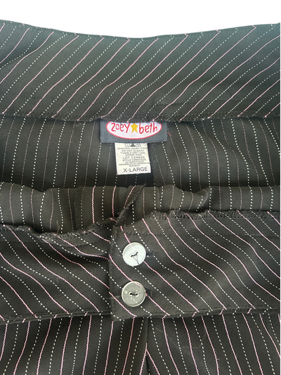 Y2k Black & Pink Pinstripe Flare Trousers (XL)