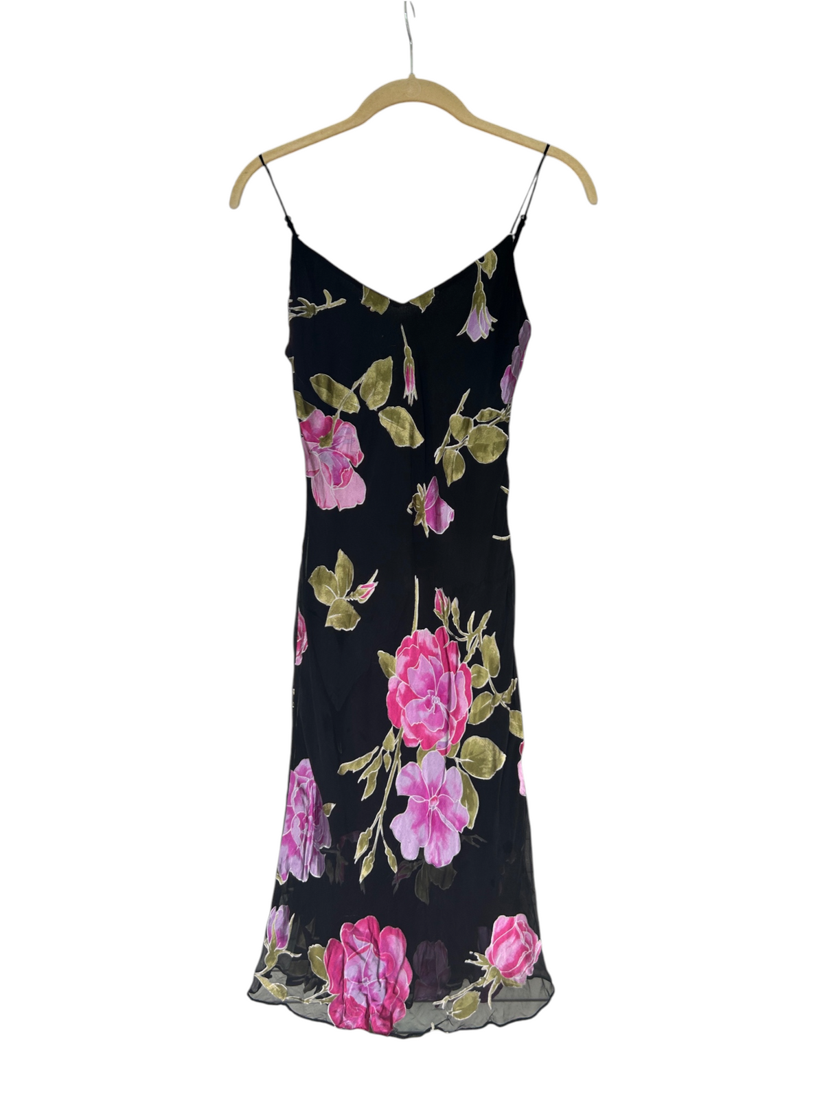 Y2k Betsey Johnson Black Velvet Burnout Floral Dress (S)