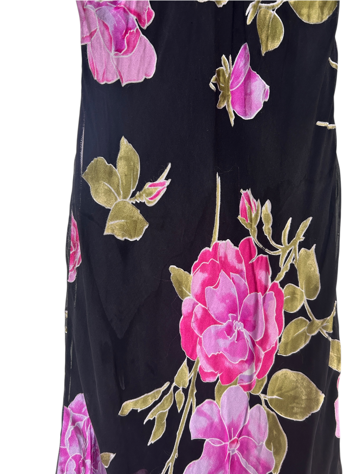 Y2k Betsey Johnson Black Velvet Burnout Floral Dress (S)