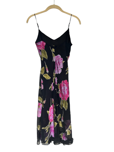 Y2k Betsey Johnson Black Velvet Burnout Floral Dress (S)