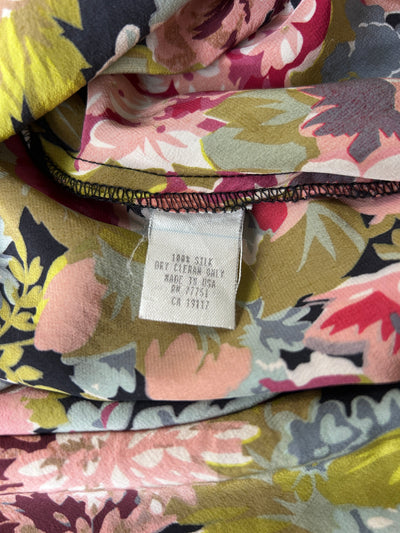 Y2k Betsey Johnson Silk Green Floral Dress with Lace Trim (XS)