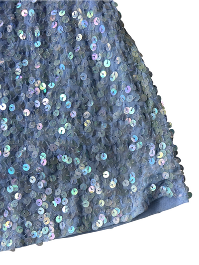 70s Camille Morgan Blue Sequin Maxi Dress (S)