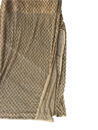 70s Camille Morgan Gold Mesh Overlay Maxi Dress -- New with Tags (M)