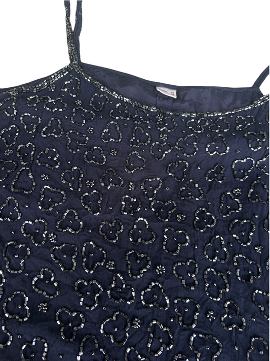 90s Navy Beaded Cami Top (M)