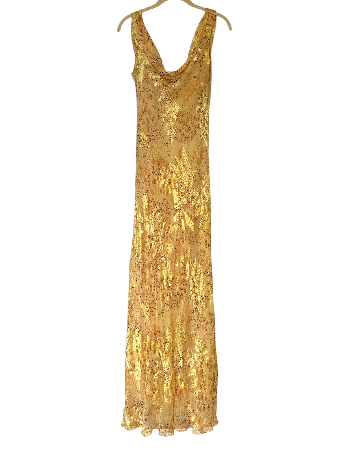 90s Silk Beaded Cowl Neck Maxi Dress (L)
