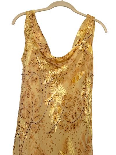 90s Silk Beaded Cowl Neck Maxi Dress (L)