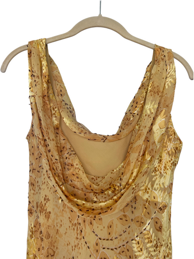 90s Silk Beaded Cowl Neck Maxi Dress (L)