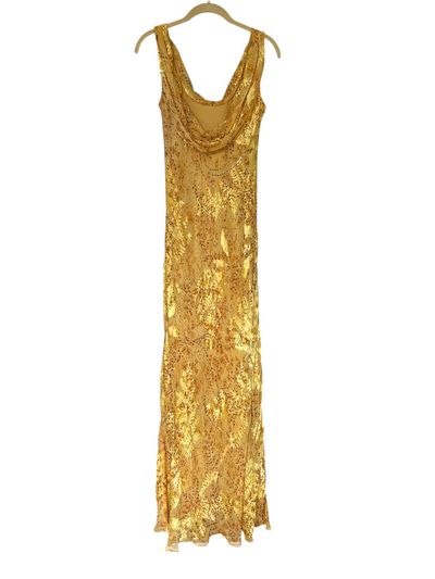 90s Silk Beaded Cowl Neck Maxi Dress (L)