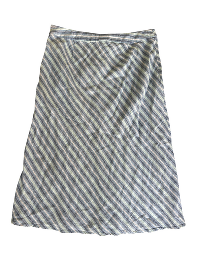 90s Blue & White Linen Striped Maxi Skirt (XL)