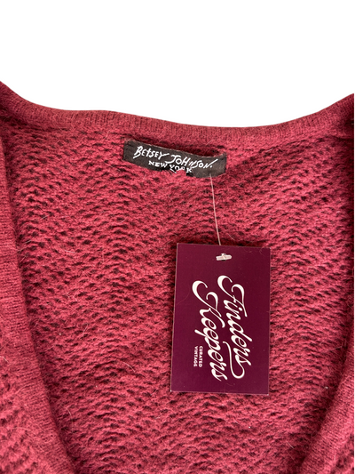 Y2k Betsey Johnson Mauve Knit Tie-Front Cropped Cardigan (XS)