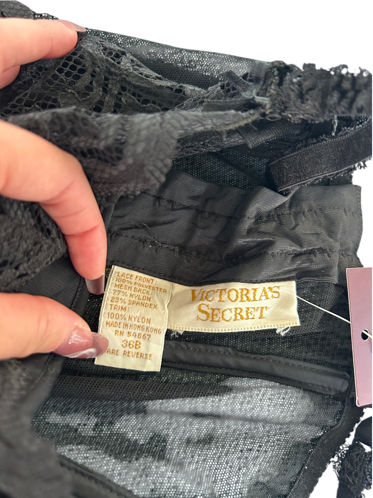 90s Gold Label Victoria's Secret Black Lace Bustier with Garter Straps (S)