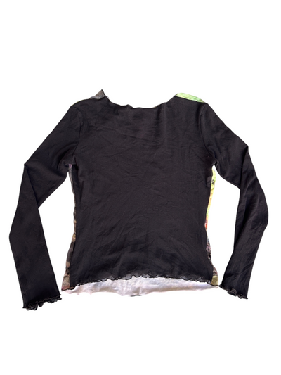 Y2k Gai Mattiolo "XXX Kisses" Graphic Mesh Long-Sleeve Fairy Top (L)