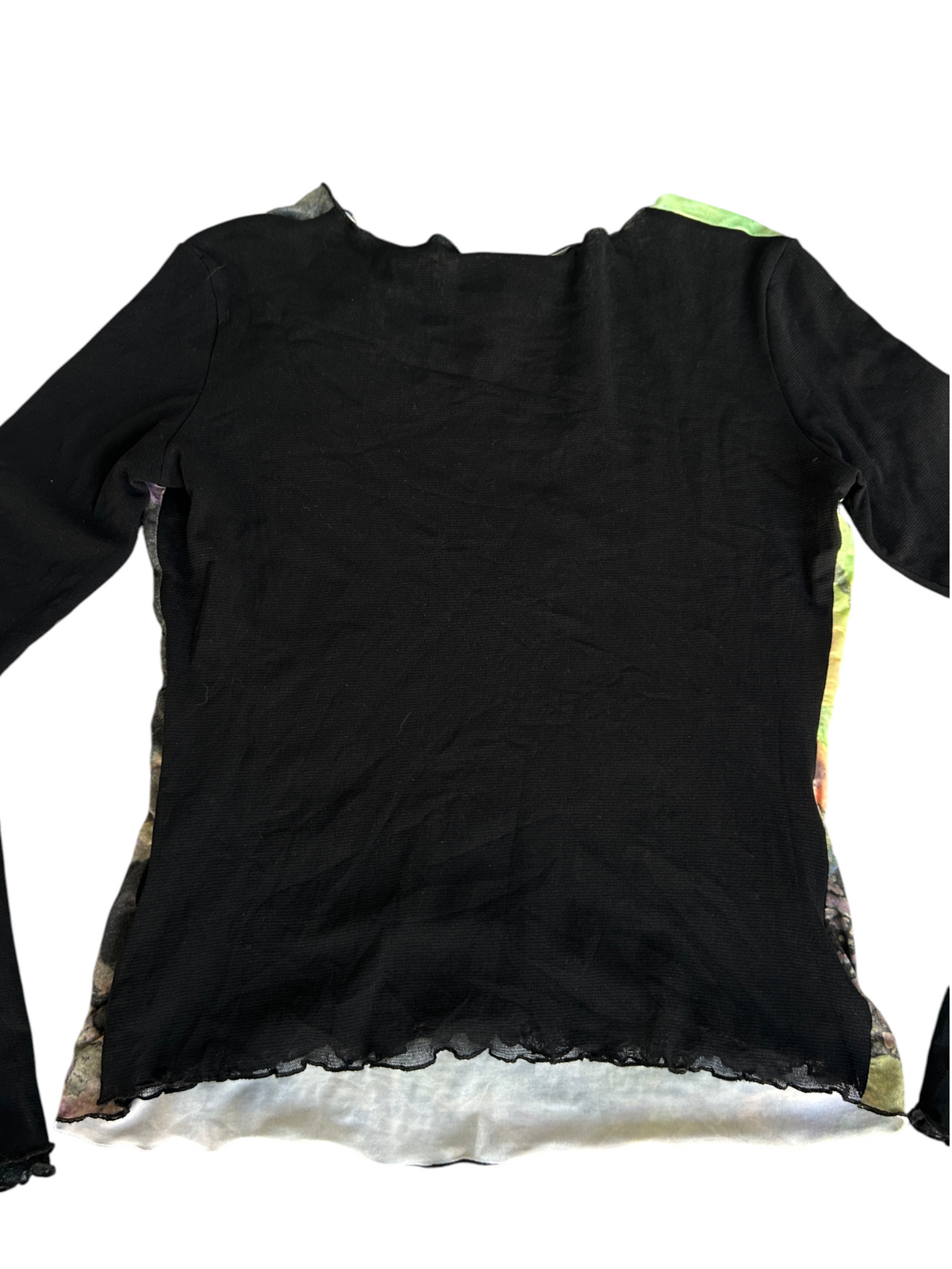 Y2k Gai Mattiolo "XXX Kisses" Graphic Mesh Long-Sleeve Fairy Top (L)