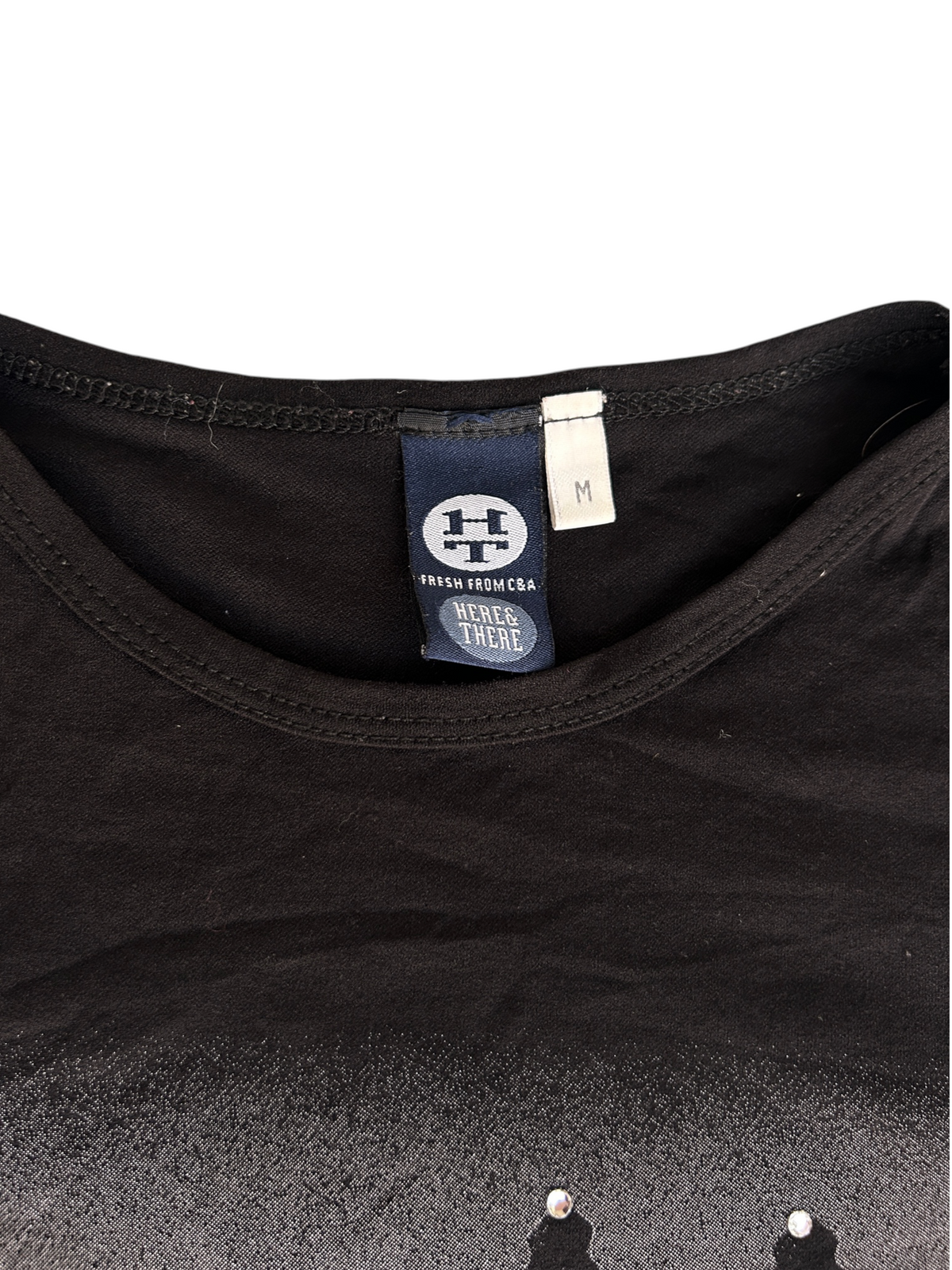 Y2k Black Mesh Long Sleeve Top with Golden Gate Bridge/Suspension Bridge Print (M)