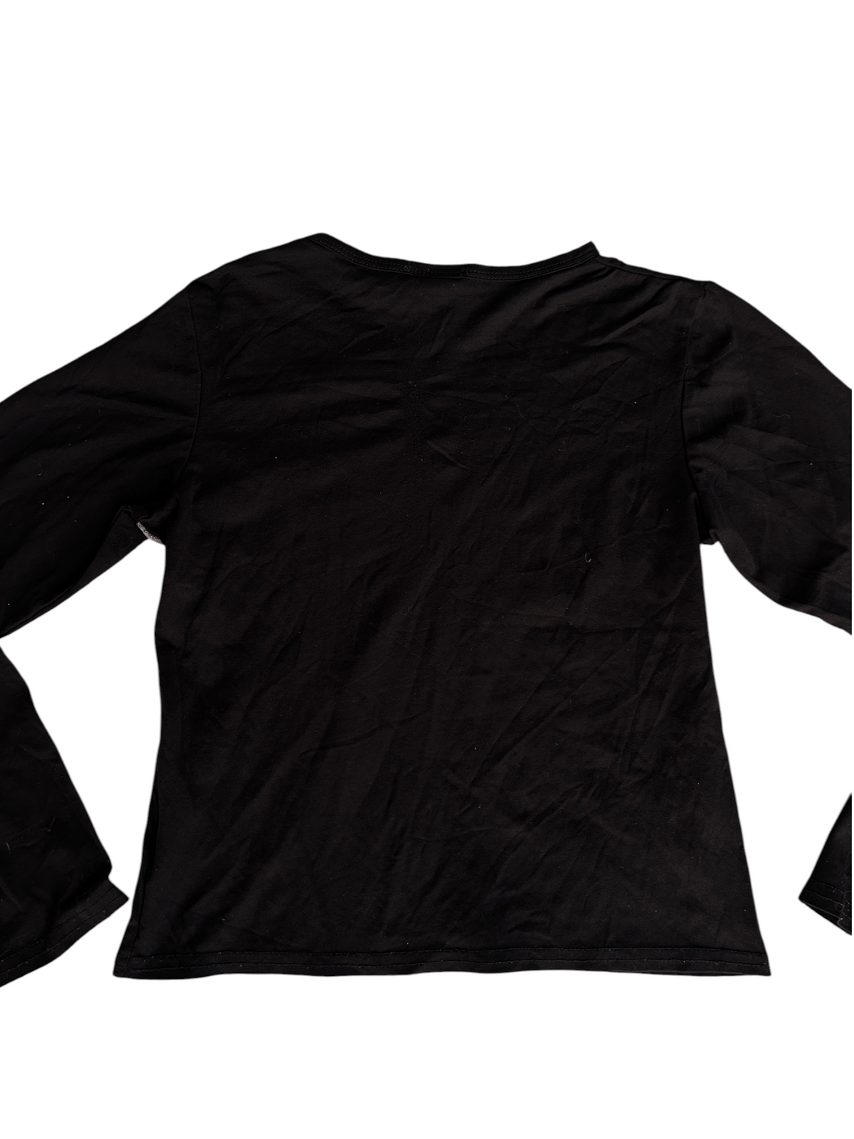Y2k Black Mesh Long Sleeve Top with Golden Gate Bridge/Suspension Bridge Print (M)