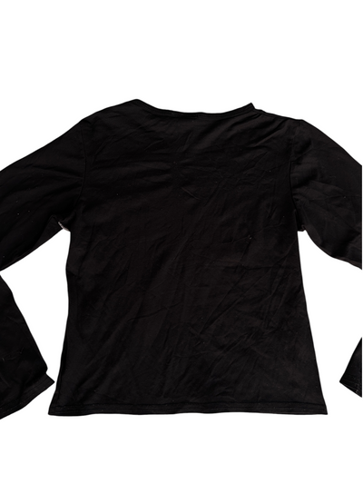 Y2k Black Mesh Long Sleeve Top with Golden Gate Bridge/Suspension Bridge Print (M)