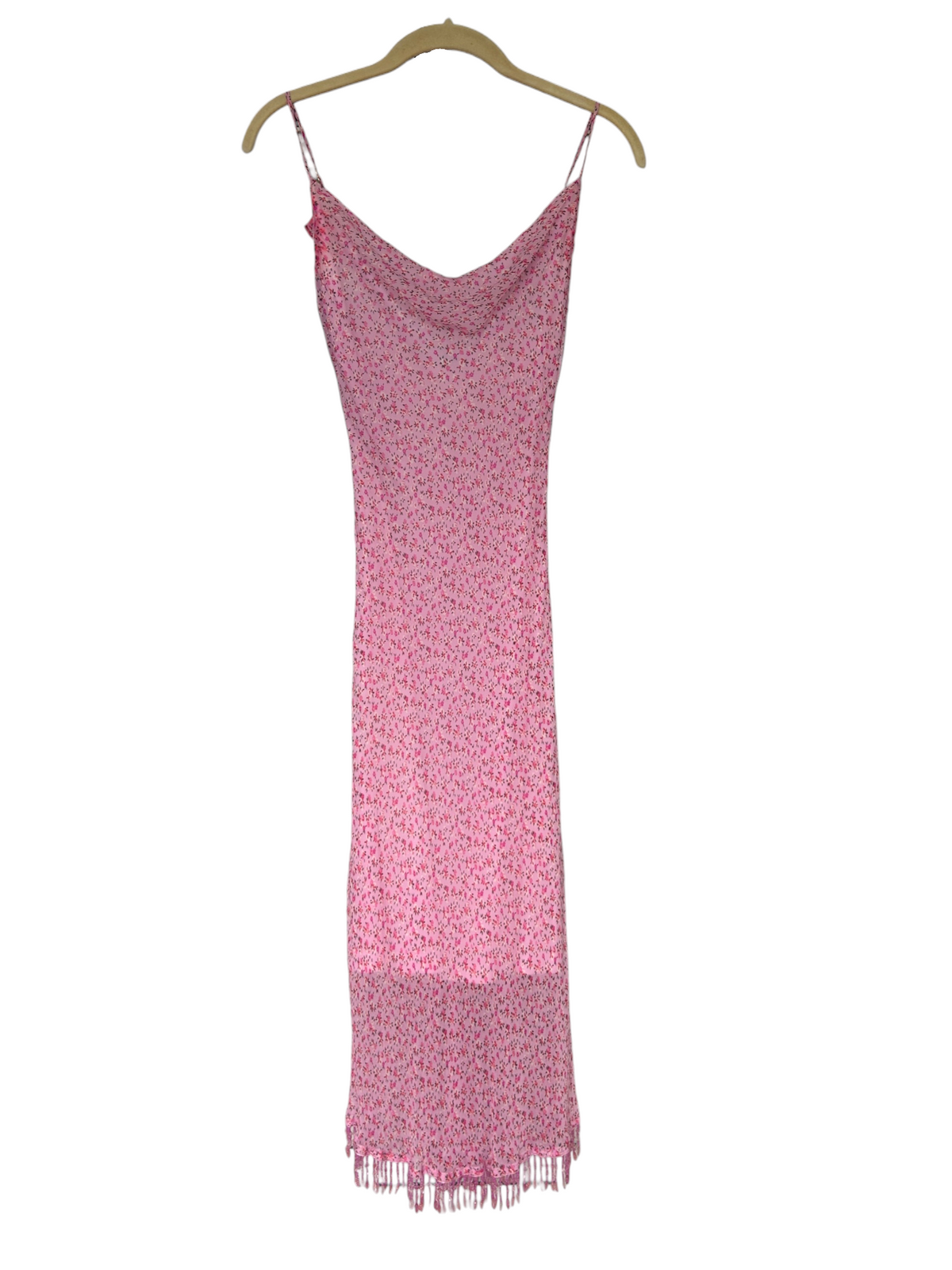 Y2k Betsey Johnson Pink Silk Floral Noisemaker Dress (S)