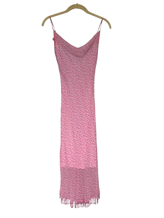 Y2k Betsey Johnson Pink Silk Floral Noisemaker Dress (S)