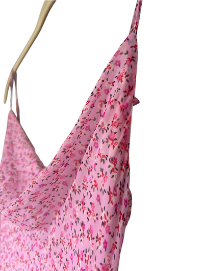 Y2k Betsey Johnson Pink Silk Floral Noisemaker Dress (S)