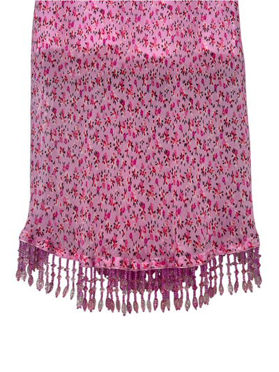Y2k Betsey Johnson Pink Silk Floral Noisemaker Dress (S)
