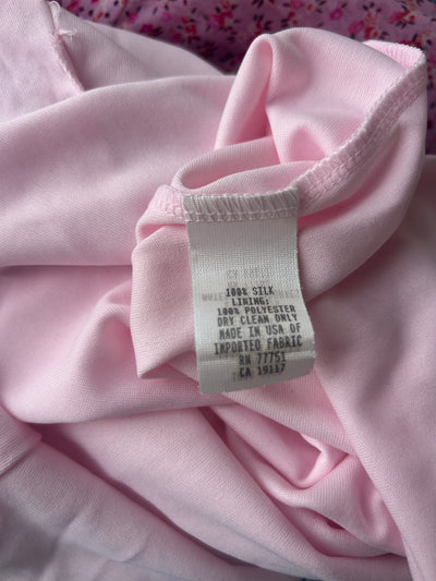 Y2k Betsey Johnson Pink Silk Floral Noisemaker Dress (S)