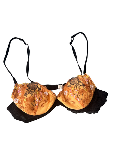 Gustav Klimt "The Kiss" Embroidered Lace Bra & Thong Lingerie Set (S)