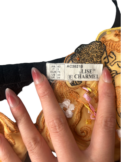 Gustav Klimt "The Kiss" Embroidered Lace Bra & Thong Lingerie Set (S)
