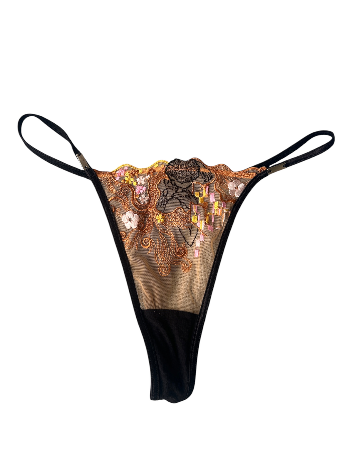 Gustav Klimt "The Kiss" Embroidered Lace Bra & Thong Lingerie Set (S)
