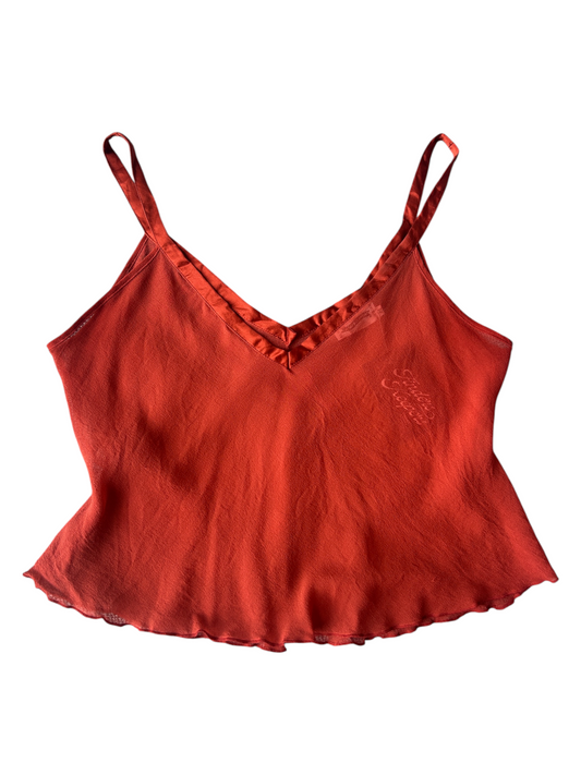 80s Rust Orange Silk Sheer Camisole (M)