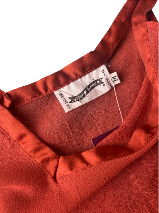 80s Rust Orange Silk Sheer Camisole (M)