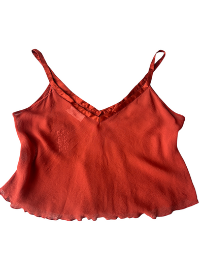 80s Rust Orange Silk Sheer Camisole (M)