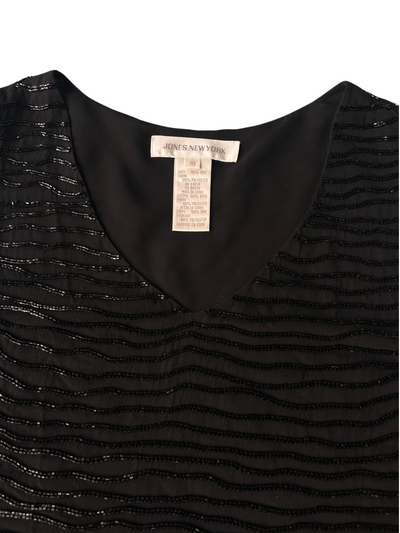 90s Jones New York Silk Black Beaded Wave Tank Top -- New with Tags (Plus Size)