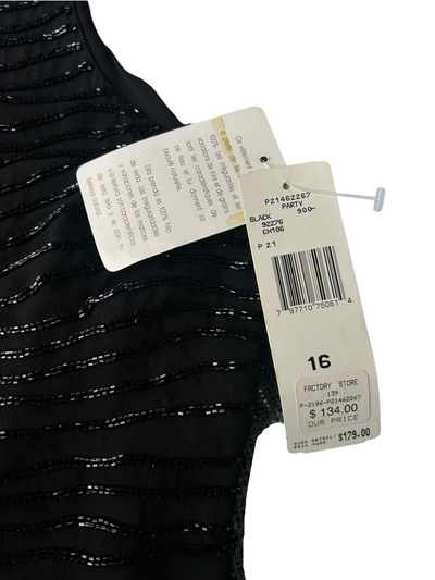 90s Jones New York Silk Black Beaded Wave Tank Top -- New with Tags (Plus Size)