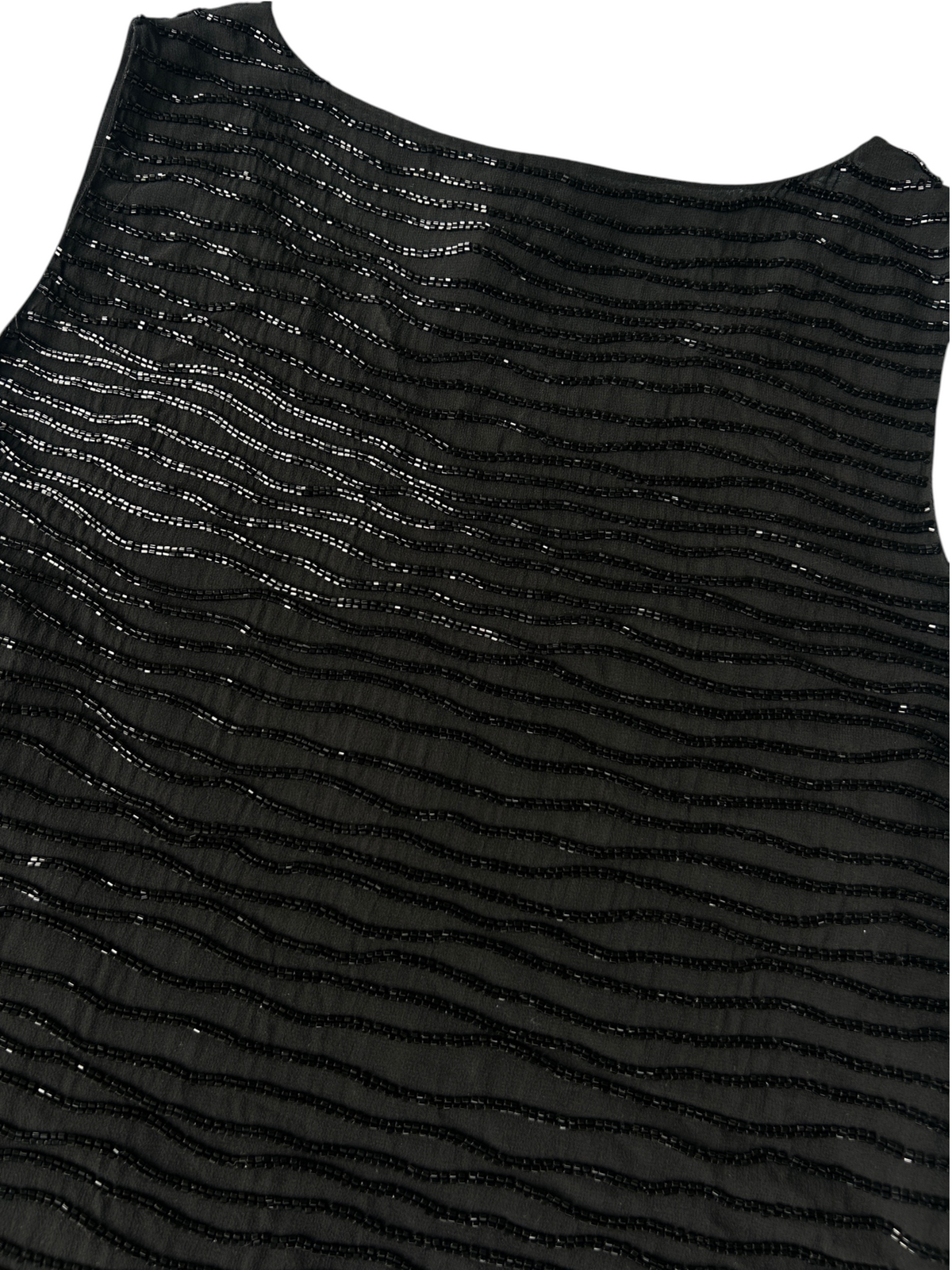 90s Jones New York Silk Black Beaded Wave Tank Top -- New with Tags (Plus Size)