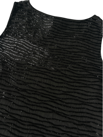 90s Jones New York Silk Black Beaded Wave Tank Top -- New with Tags (Plus Size)