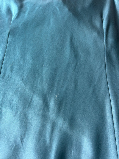 90s Nine West Teal Silk Top with Velvet Cap Sleeves (Plus Size)