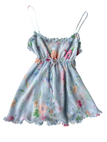 90s Victoria's Secret Blue Floral Babydoll Slip (XS)