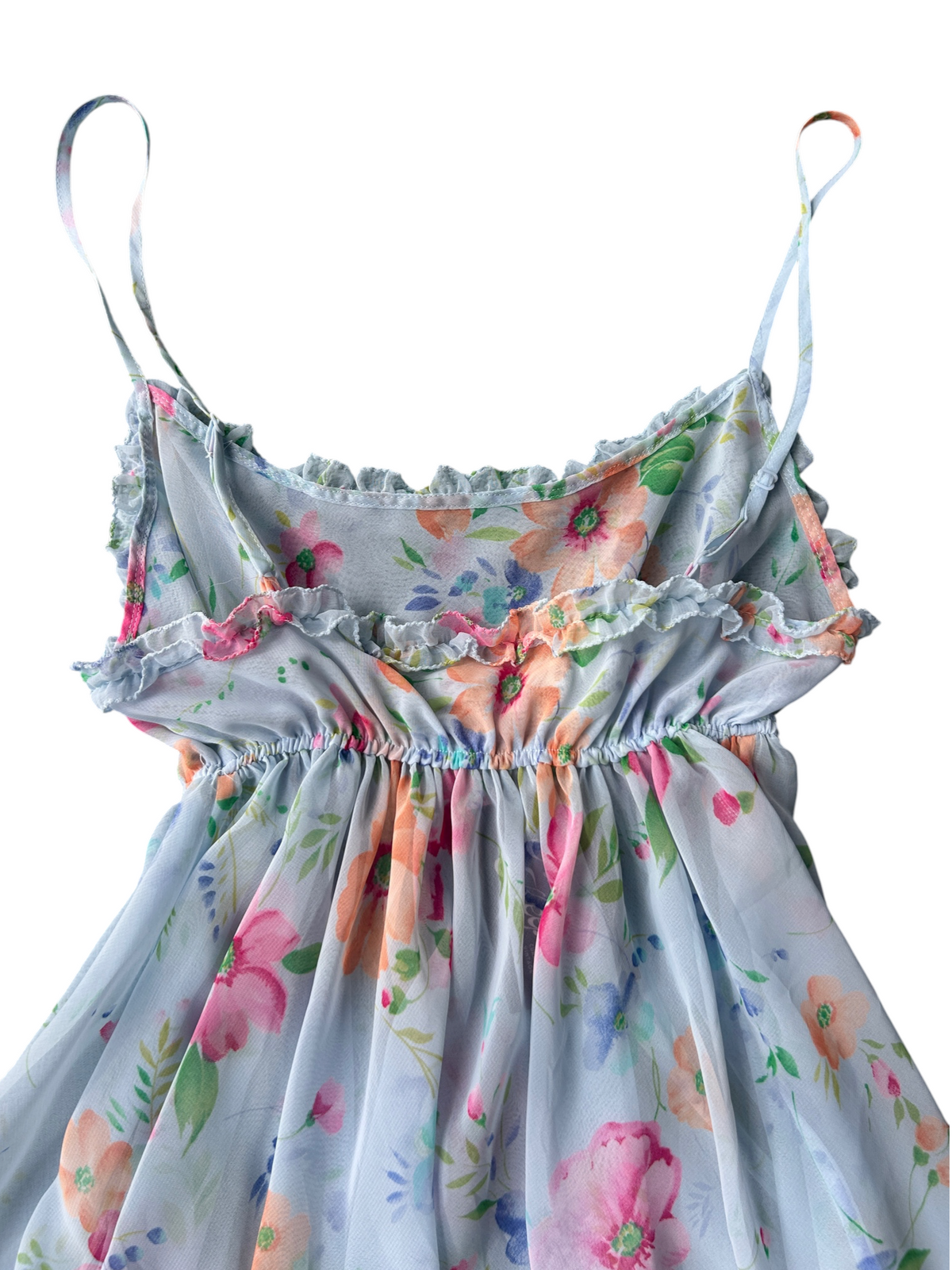 90s Victoria's Secret Blue Floral Babydoll Slip (XS)
